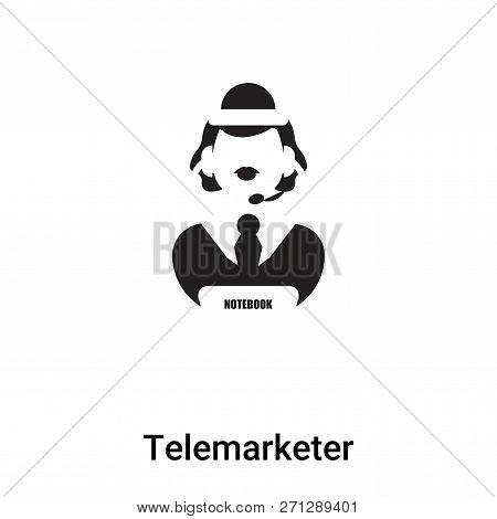Telemarketer Icon In Trendy Design Style. Telemarketer Icon Isolated On White Background. Telemarket