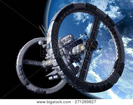 Space station in outer space 