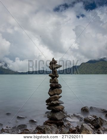 Stack Of Stones On Danau Gunung Tujuh Lake