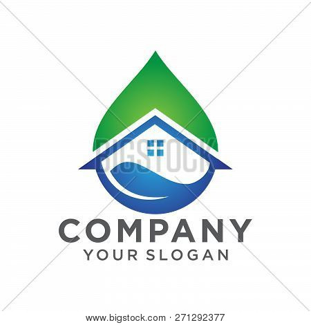 Green House Logo Vector. Eco Green House. Eco Friendly House Icon. Green Home Art Symbol.