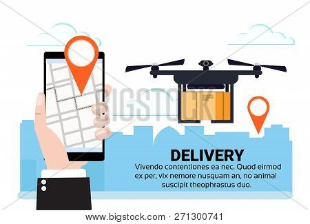 Mobile App Drone Flying Deo Tag Delivery Air Package Shipment Carry Quadrocopter Navigation Applicat