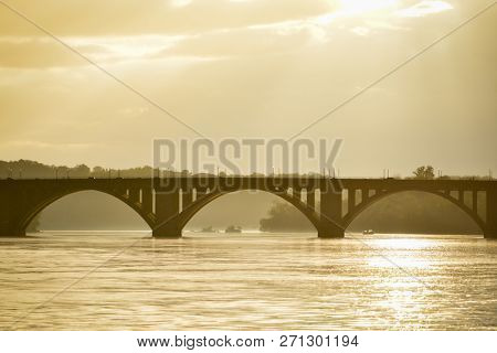 Key Bridge at sunset - Washington DC United States of America