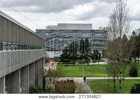 Vancouver, Canada - April 14, 2018: Langara College Building Spring Time In April.