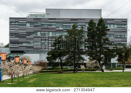 Vancouver, Canada - April 14, 2018: Langara College Building Spring Time In April.