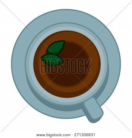 Tea Cup Top View. Vector Flat Icon