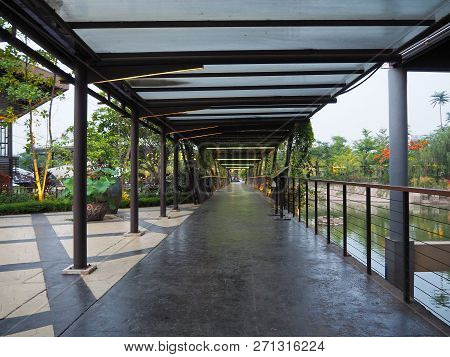 Tangerang, Indonesia - October 5, 2018: The Open-air Hallway At De Breeze, Sinarmas Land.