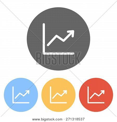 Finance Grapgic, Grow. Set Of White Icons On Colored Circles