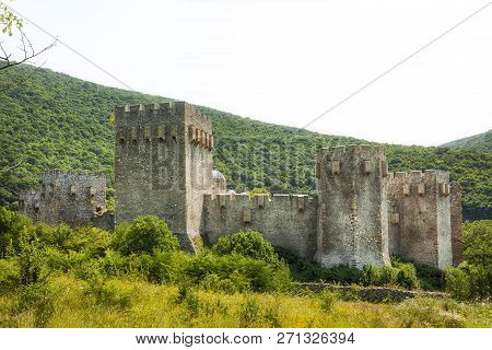 The Orthodox Monastery Manasija In Serbia From The Outside. Manasija, Also Known As Resava, Founded 