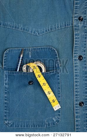 Jeans skjortelomme med cm lineal