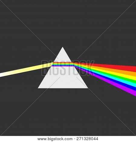 Triangular Prism Breaks White Light Ray Into Rainbow Spectral Colors