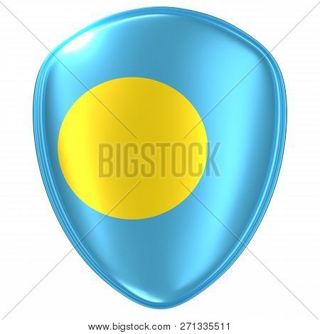 3d Rendering Of A Palau Flag Icon On White Background.