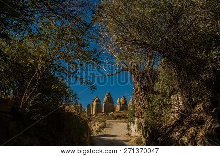 Goreme Region, Cappadocia, Anatolia, Turkey: Love Valley, Gorkundere In Sunny Weather. Beautiful Lan