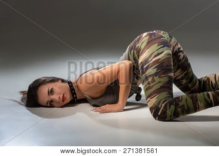 Attractive Girl Dancing Twerk In The Studio