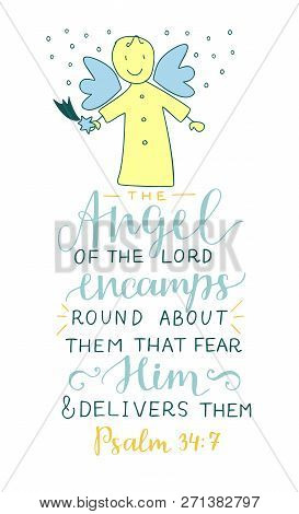 Hand Lettering With Bible Verse Angel Of The Lord Encamps Round About Them That Fear Him And Deliver