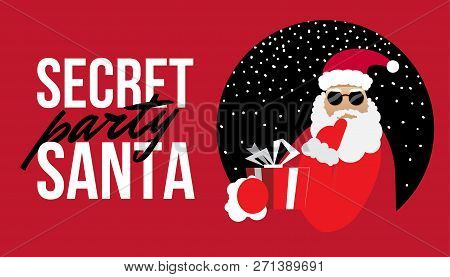 Cartoon Secret Santa Perty Christmas Flat Illustration