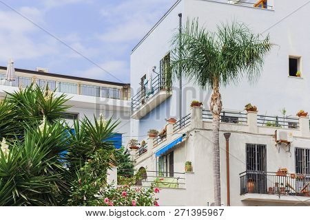 Traditional Architecture Of Acitrezza, Catania, Sicily, Facade Of Ancient Building