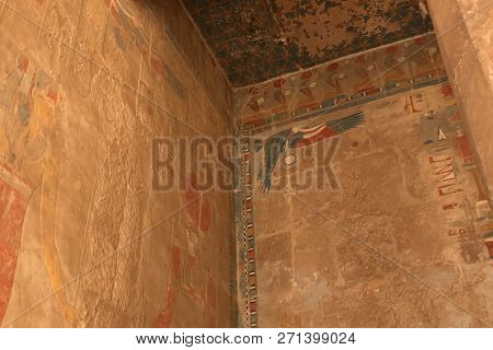 Buildings And Columns Of Ancient Egyptian Megaliths. Ancient Ruins Of Egyptian Buildings