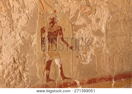 Buildings And Columns Of Ancient Egyptian Megaliths. Ancient Ruins Of Egyptian Buildings