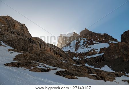 Very High Mountains In Central Asia, Tajikistan, During Drekking And Climbing