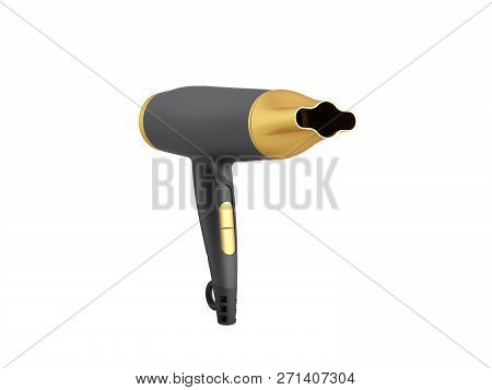 Black Hair Dryer 3d Render On White No Shadow