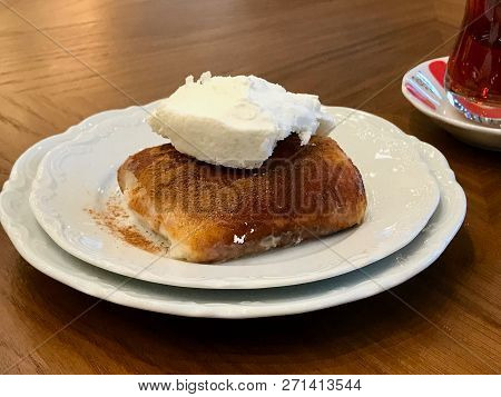 Turkish Traditional Dessert Kazandibi / Milk Pudding With Butter Cream