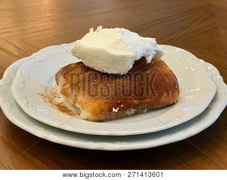 Turkish Traditional Dessert Kazandibi / Milk Pudding With Butter Cream