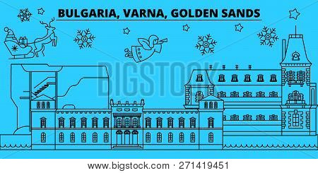 Bulgaria, Varna, Golden Sands Winter Holidays Skyline. Merry Christmas, Happy New Year  With Santa C