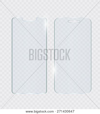Vector Screen Protector Film Or Glass Cover. Screen Protect Glass
