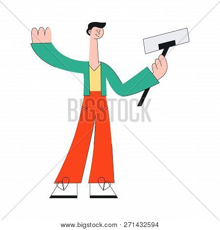 Vector Stylized Man At Party Selfie Photo By Stick