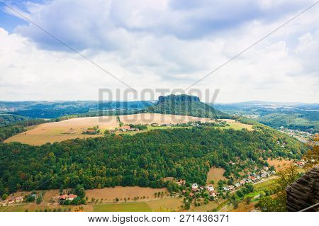View From Old Koenigstein Castle Down On River Elbe In Saxony