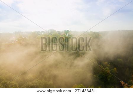 View From Old Hohnstein Castle Down On River Elbe In Saxony,