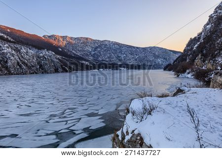 Landscape In The Danube Gorges. Cazanele Mari Seen From The Romanian Side