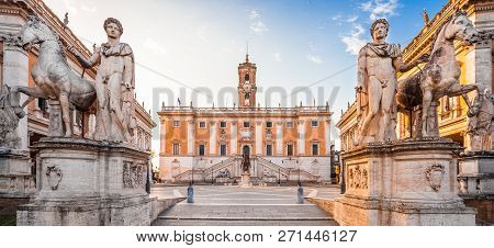 Capitolium Hill Aka Piazza Del Campidoglio In Rome, Italy. Rome Architecture And Landmark.capitolium
