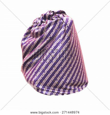 Santa Clauss Striped Bag Or Sack, Full Of Gifts, On White Background. 3d Illustration