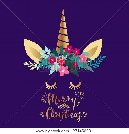 Merry Christmas. Hand Drawn Christmas  Card With Reindeer. Holiday Art Background. Unique Hand Drawn
