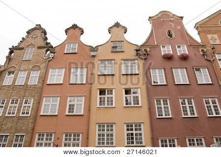 närbild av historisk arkitektur i Gdansk, Polen