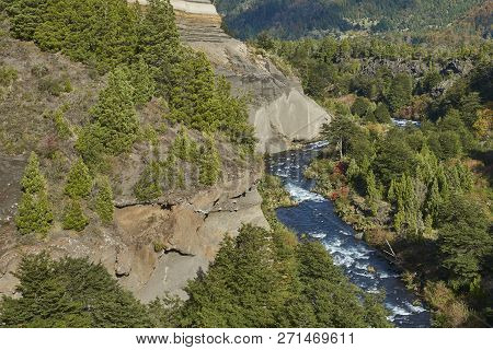 River Truful-truful Running Through A Deep Gorge With Colourful Eroded Cliffs In Conguillio National