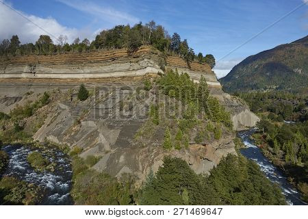 River Truful-truful Running Through A Deep Gorge With Colourful Eroded Cliffs In Conguillio National