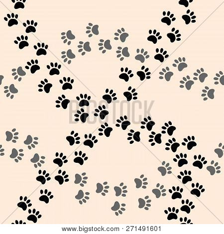 Paw Print Vector Seamless Cartoon Pattern. Vector Print