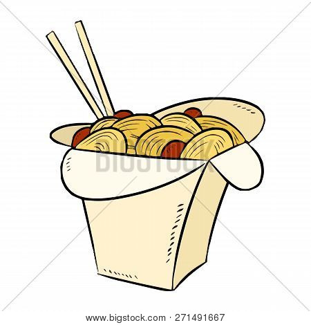 Wok Box Icon. Vector Isolated Hand Drawn Icon