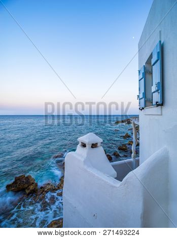 Piso Livadi beach on Paros Greece island at sunrise