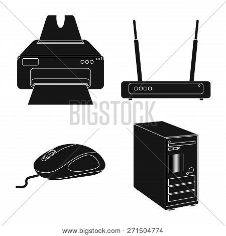 Vector Illustration Of Laptop And Device Sign. Set Of Laptop And Server Vector Icon For Stock.