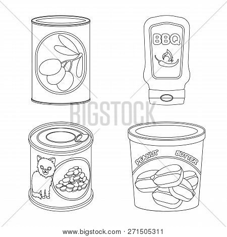 Vector Illustration Of Can And Food Logo. Set Of Can And Package Stock Vector Illustration.