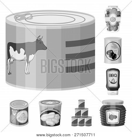 Vector Design Of Can And Food Icon. Collection Of Can And Package Stock Vector Illustration.