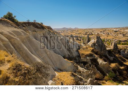 Cappadocia, Turkey: Beautiful Landscape On The Panorama Of Mountains And Rocks