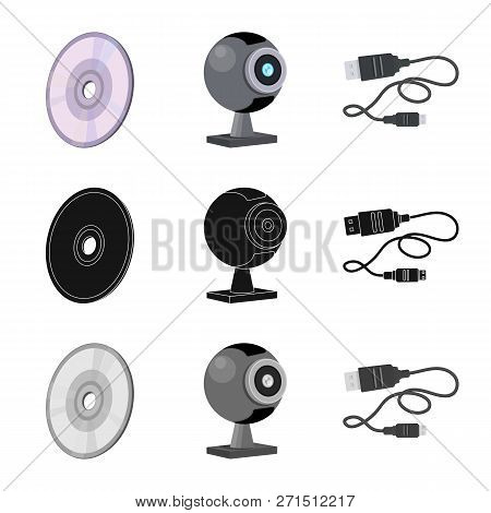 Vector Illustration Of Laptop And Device Icon. Set Of Laptop And Server Vector Icon For Stock.