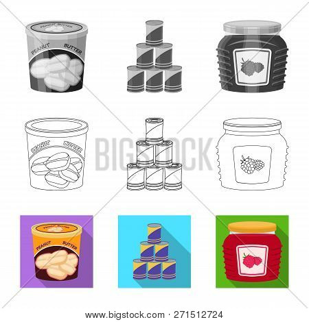 Vector Design Of Can And Food Icon. Collection Of Can And Package Stock Vector Illustration.