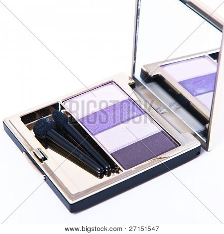 sombras conjunto com pincel sobre fundo branco