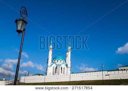 Minarets Of The Mosque Against The Blue Sky