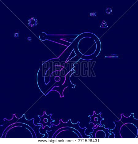 Bike Rear Derailleur Vector Line Icon. Bicycle Spare Part Gradient Symbol, Pictogram, Sign. Dark Blu